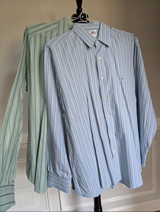 Lacoste Other - Bundle 2 Lacoste Men’s Blue and Green Striped Button-Down Shirt Size 45